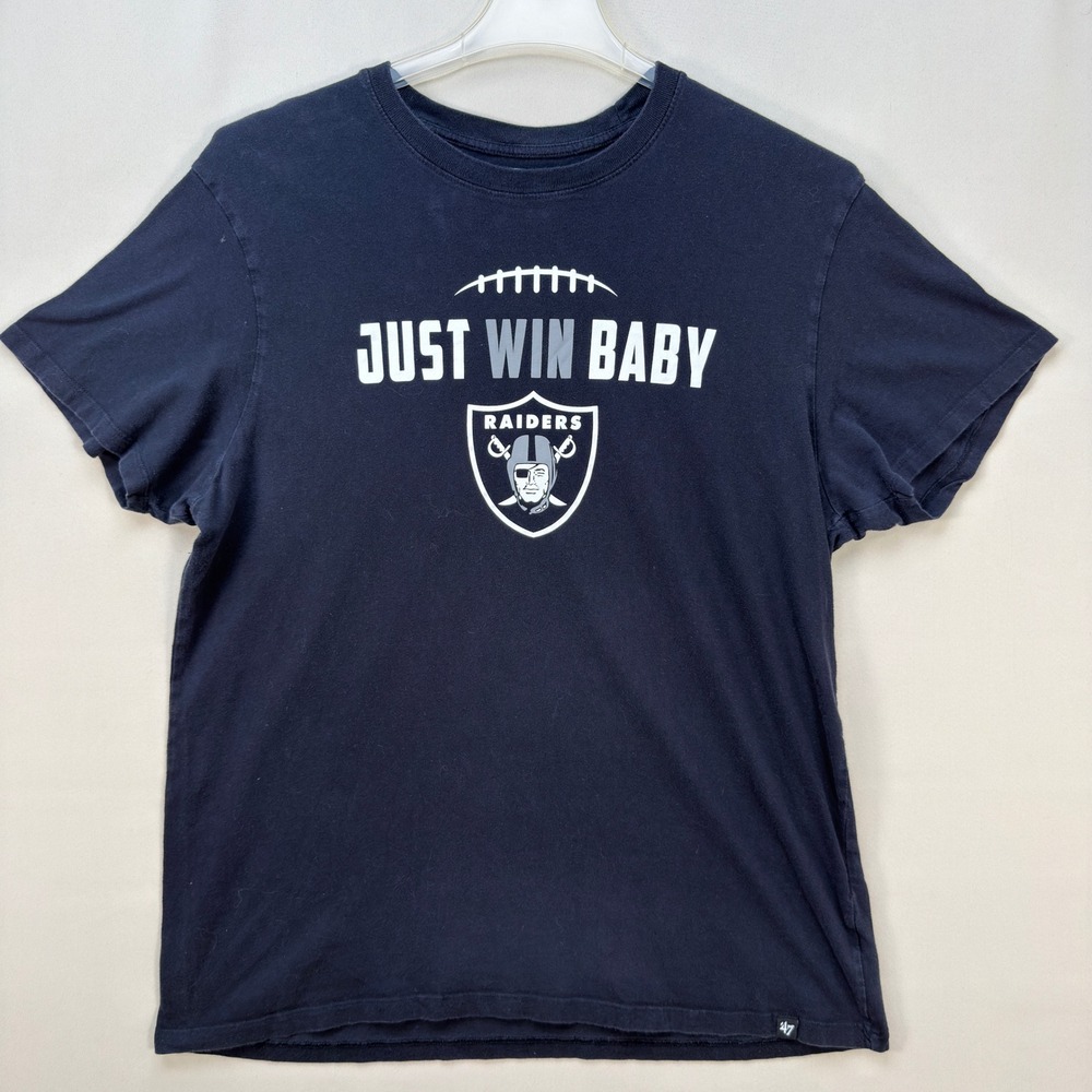 '47 Brand Unixex Just Win Baby Raiders T-Shirt XL Black Tee NFL Football